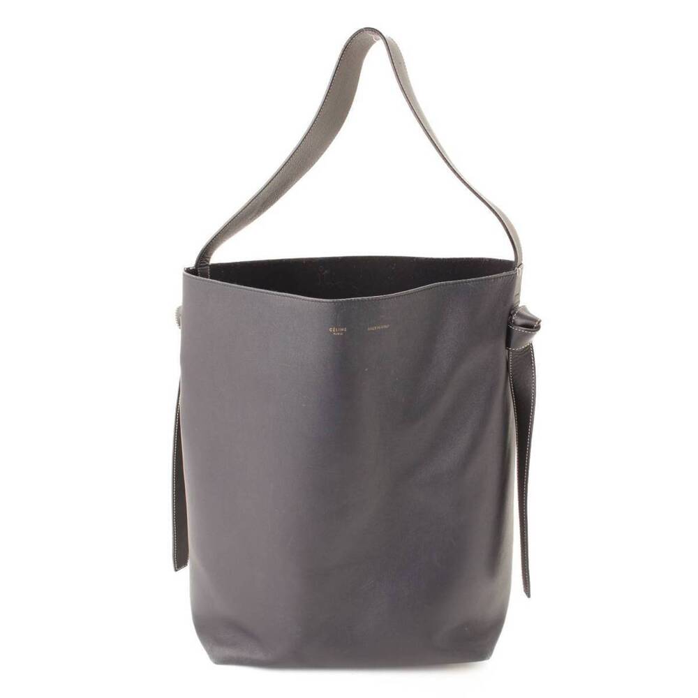 Celine Twisted Cabas Leather Tote Bag Bicolor Dark Navy Blue Green